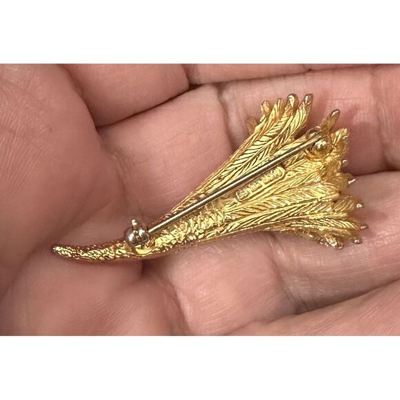 CASTLECLIFF GOLD AND RHINESTONE FLOWER PIN BROOCH VINTAGE - Picture 3 of 6